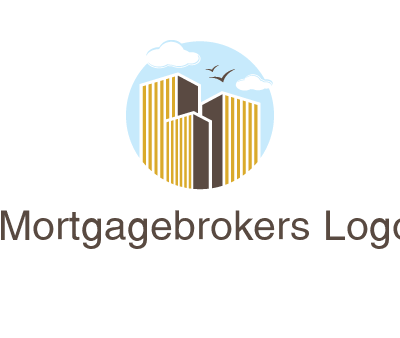 circle sky with buildings logo illustration