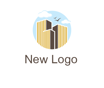 circle sky with buildings logo illustration