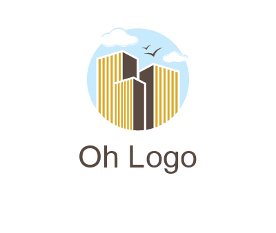 circle sky with buildings logo illustration