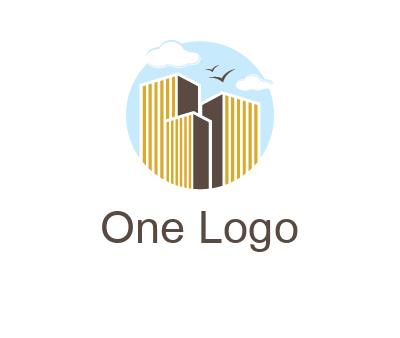 circle sky with buildings logo illustration