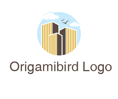 circle sky with buildings logo illustration