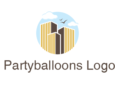 circle sky with buildings logo illustration