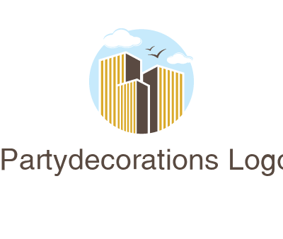 circle sky with buildings logo illustration