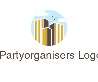 circle sky with buildings logo illustration