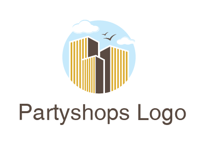 circle sky with buildings logo illustration