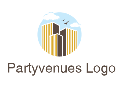 circle sky with buildings logo illustration