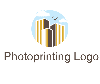 circle sky with buildings logo illustration