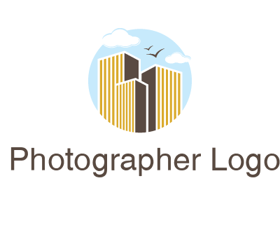 circle sky with buildings logo illustration