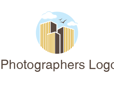 circle sky with buildings logo illustration
