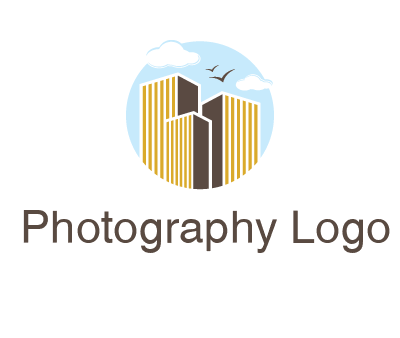 circle sky with buildings logo illustration
