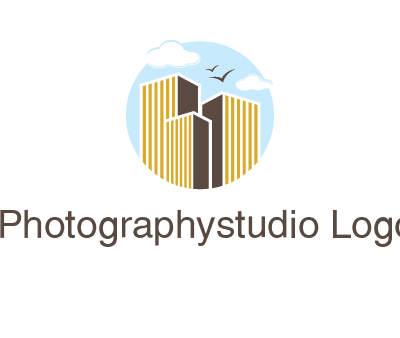 circle sky with buildings logo illustration