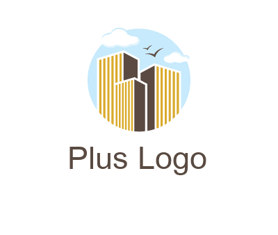 circle sky with buildings logo illustration