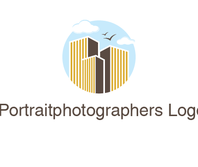 circle sky with buildings logo illustration