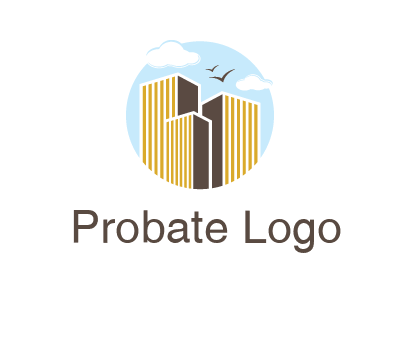 circle sky with buildings logo illustration