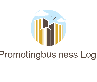 circle sky with buildings logo illustration