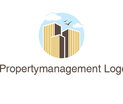 circle sky with buildings logo illustration