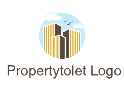 circle sky with buildings logo illustration
