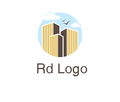 circle sky with buildings logo illustration