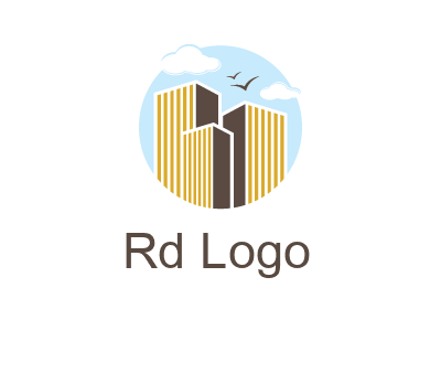 circle sky with buildings logo illustration