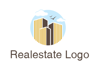 circle sky with buildings logo illustration