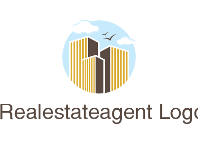 circle sky with buildings logo illustration