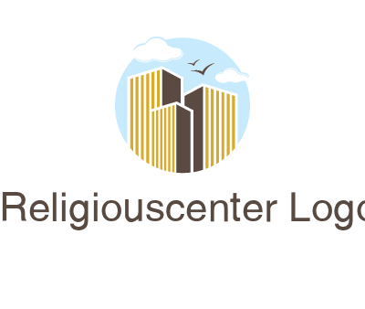 circle sky with buildings logo illustration