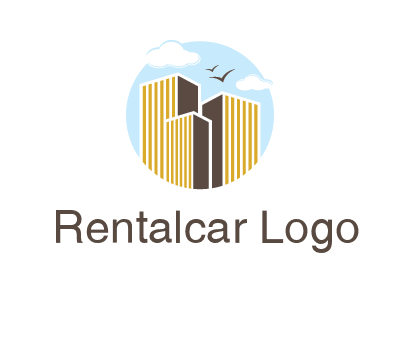 circle sky with buildings logo illustration