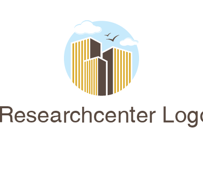circle sky with buildings logo illustration
