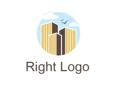 circle sky with buildings logo illustration