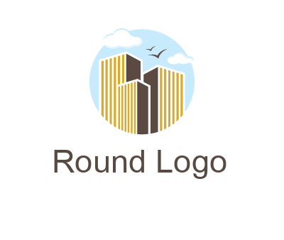 circle sky with buildings logo illustration