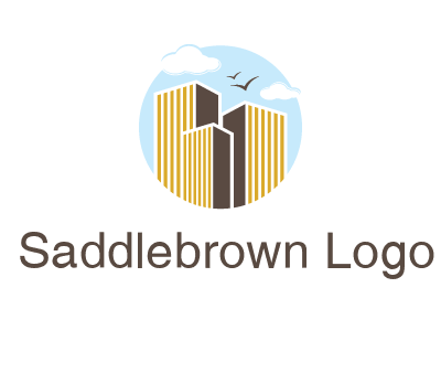 circle sky with buildings logo illustration