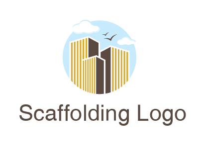 circle sky with buildings logo illustration