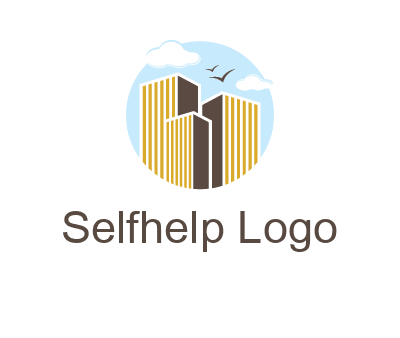 circle sky with buildings logo illustration
