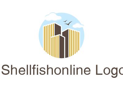 circle sky with buildings logo illustration