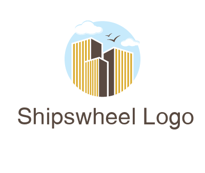 circle sky with buildings logo illustration