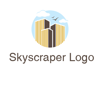 circle sky with buildings logo illustration