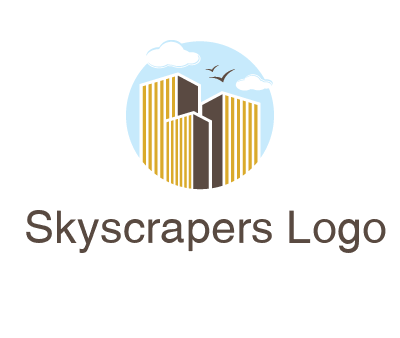 circle sky with buildings logo illustration