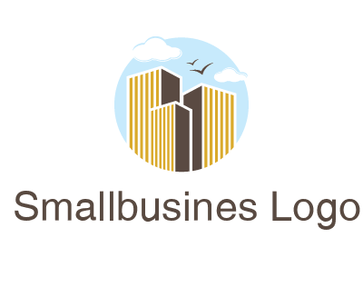 circle sky with buildings logo illustration