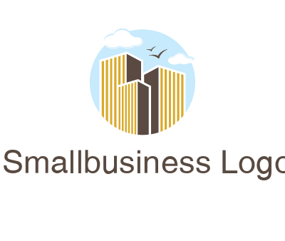 circle sky with buildings logo illustration