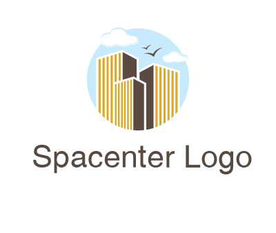 circle sky with buildings logo illustration
