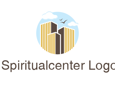 circle sky with buildings logo illustration