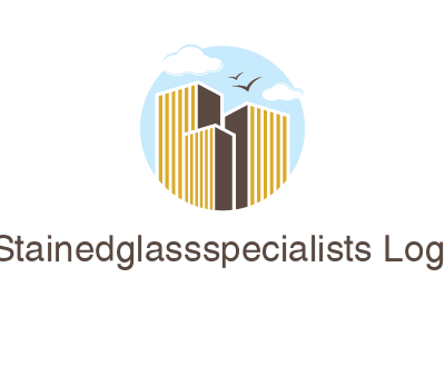 circle sky with buildings logo illustration