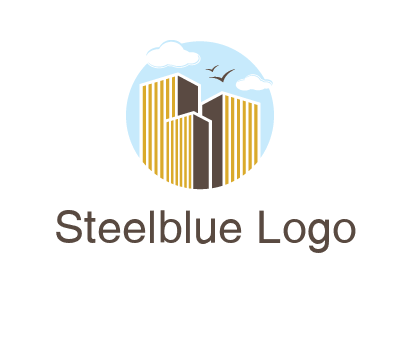 circle sky with buildings logo illustration