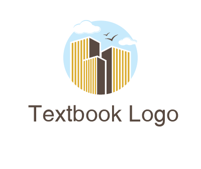 circle sky with buildings logo illustration