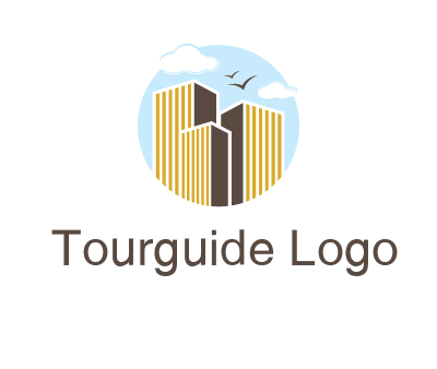 circle sky with buildings logo illustration