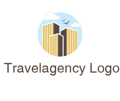 circle sky with buildings logo illustration