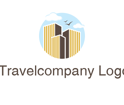 circle sky with buildings logo illustration