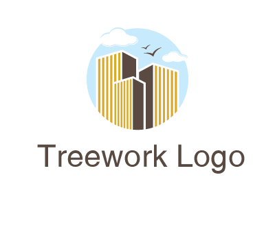 circle sky with buildings logo illustration