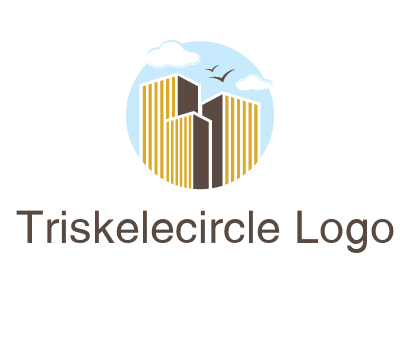 circle sky with buildings logo illustration