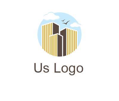 circle sky with buildings logo illustration